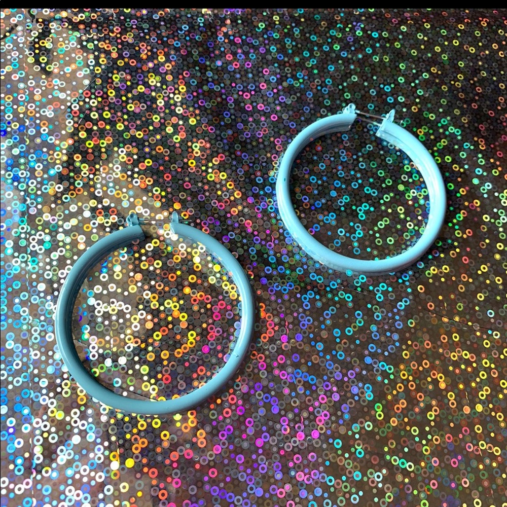 Turquoise acrylic hoop earrings
